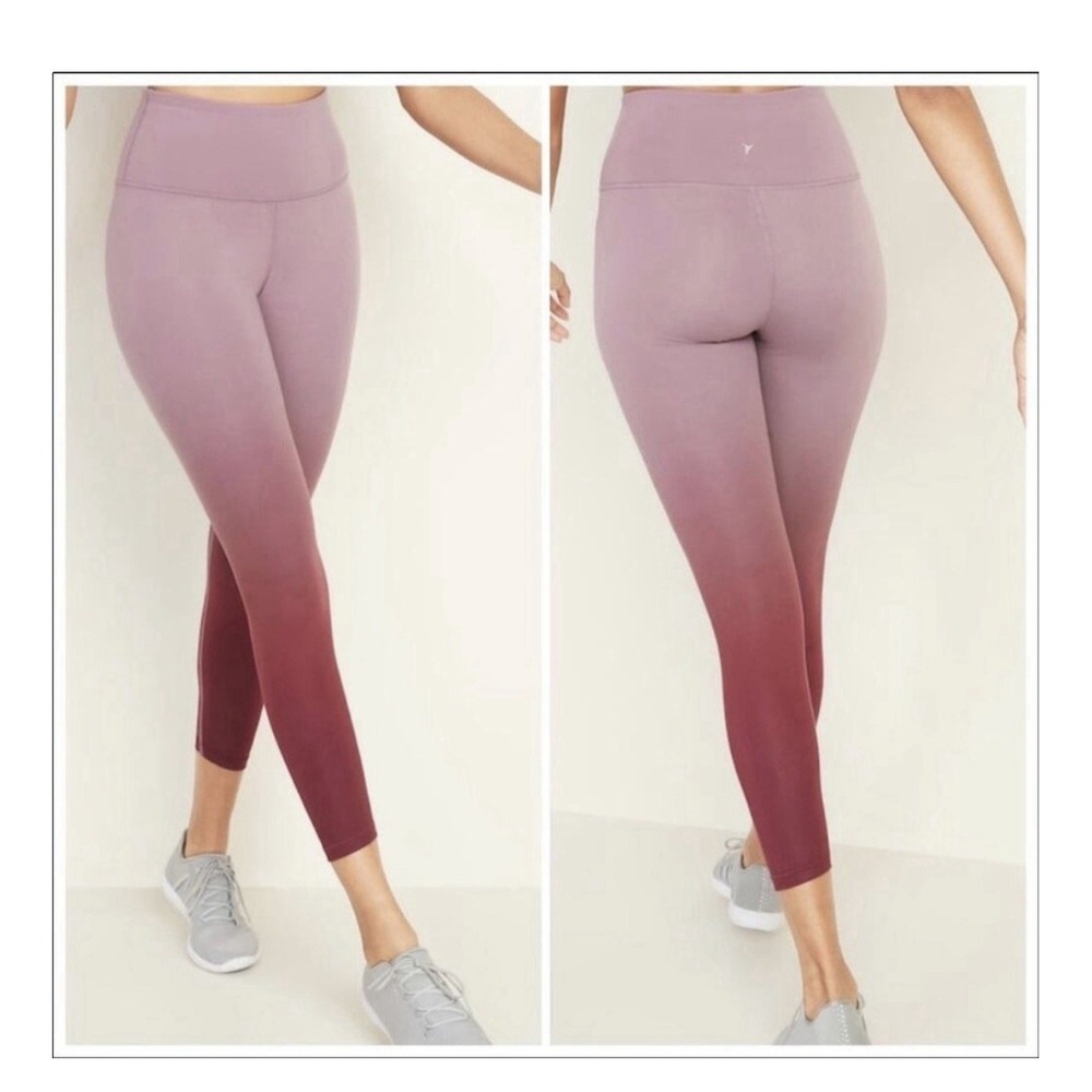 OLD NAVY Purple Mauve High Rise Elevate Ombré‎ Gym Workout Ankle Leggings large